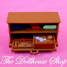 Fisher Price Loving Family Dollhouse Brown Craft Bookshelf Kids Bedroom-Toys & Hobbies:Preschool Toys & Pretend Play:Fisher-Price:1963-Now:Dollhouses-Fisher-Price-Brown,Dollhouse,Fisher Price,Living Room,Loving Family,Office,Playroom,Used-The Dollhouse Shop