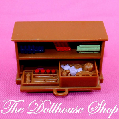 Fisher Price Loving Family Dollhouse Brown Craft Bookshelf Kids Bedroom-Toys & Hobbies:Preschool Toys & Pretend Play:Fisher-Price:1963-Now:Dollhouses-Fisher-Price-Brown,Dollhouse,Fisher Price,Living Room,Loving Family,Office,Playroom,Used-The Dollhouse Shop