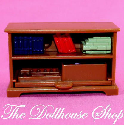 Fisher Price Loving Family Dollhouse Brown Craft Bookshelf Kids Bedroom-Toys & Hobbies:Preschool Toys & Pretend Play:Fisher-Price:1963-Now:Dollhouses-Fisher-Price-Brown,Dollhouse,Fisher Price,Living Room,Loving Family,Office,Used-Fisher Price Loving Family Dollhouse Brown Craft Bookshelf with sliding tray for creative play. Find it now at The Dollhouse Shop, perfect for kids!-The Dollhouse Shop