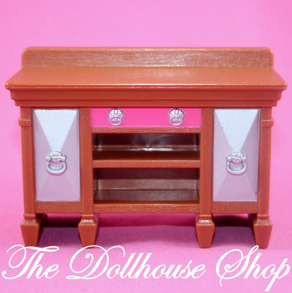 Fisher Price Loving Family Dollhouse Brown Dining Room Buffet Cabinet-Toys & Hobbies:Preschool Toys & Pretend Play:Fisher-Price:1963-Now:Dollhouses-Fisher-Price-Brown,Dining Room,Dollhouse,Fisher Price,Living Room,Loving Family-The Dollhouse Shop