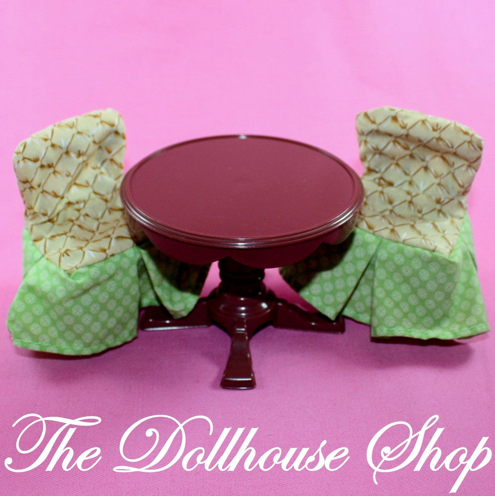 Fisher Price Loving Family Dollhouse Brown Dining Room Table 2 Chairs-Toys & Hobbies:Preschool Toys & Pretend Play:Fisher-Price:1963-Now:Dollhouses-Fisher-Price-Brown,Chairs,Dining Room,Dollhouse,Fisher Price,Living Room,Loving Family,Tables,Used-The Dollhouse Shop