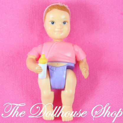 Fisher Price Loving Family Dollhouse Brown Hair Baby Girl Doll People Pink top-Toys & Hobbies:Preschool Toys & Pretend Play:Fisher-Price:1963-Now:Dollhouses-Fisher-Price-Baby,Brown Hair,Dollhouse,Dolls,Fisher Price,Loving Family,Nursery Room,Pink,Used-The Dollhouse Shop