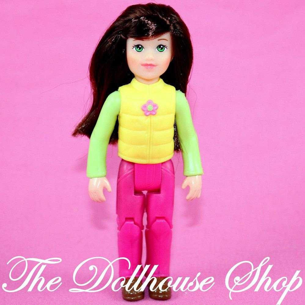 Fisher Price Loving Family Dollhouse Brown Hair Camper Girl Doll Camping-Toys & Hobbies:Preschool Toys & Pretend Play:Fisher-Price:1963-Now:Dollhouses-Fisher-Price-Blonde Hair,Camping Sets,Dollhouse,Fisher Price,Girl Dolls,Loving Family,Used-Fisher Price Loving Family Dollhouse Camper Girl with brown hair, yellow top, and pink pants. Perfect for creative play! Shop now at The Dollhouse Shop!-The Dollhouse Shop