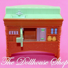 Fisher Price Loving Family Dollhouse Brown Kitchen Island Sink Microwave-Toys & Hobbies:Preschool Toys & Pretend Play:Fisher-Price:1963-Now:Dollhouses-Fisher-Price-Brown,Dollhouse,Fisher Price,Kitchen,Loving Family,Used-The Dollhouse Shop