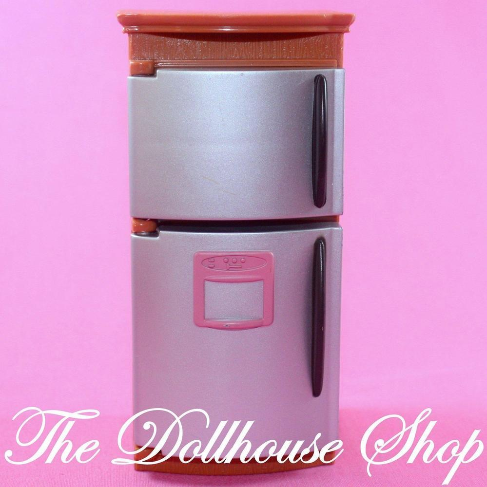 Fisher Price Loving Family Dollhouse Brown Refrigerator Kitchen Fridge-Toys & Hobbies:Preschool Toys & Pretend Play:Fisher-Price:1963-Now:Dollhouses-Fisher-Price-Brown,Dollhouse,Fisher Price,Kitchen,Loving Family,Used-The Dollhouse Shop