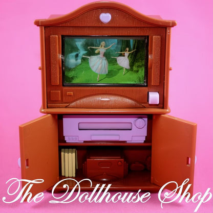 Fisher Price Loving Family Dollhouse Brown TV Television Lights Sounds Living Room-The Dollhouse Shop