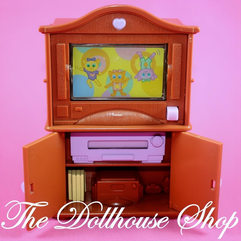 Fisher Price Loving Family Dollhouse Brown TV Television Lights Sounds Living Room-The Dollhouse Shop