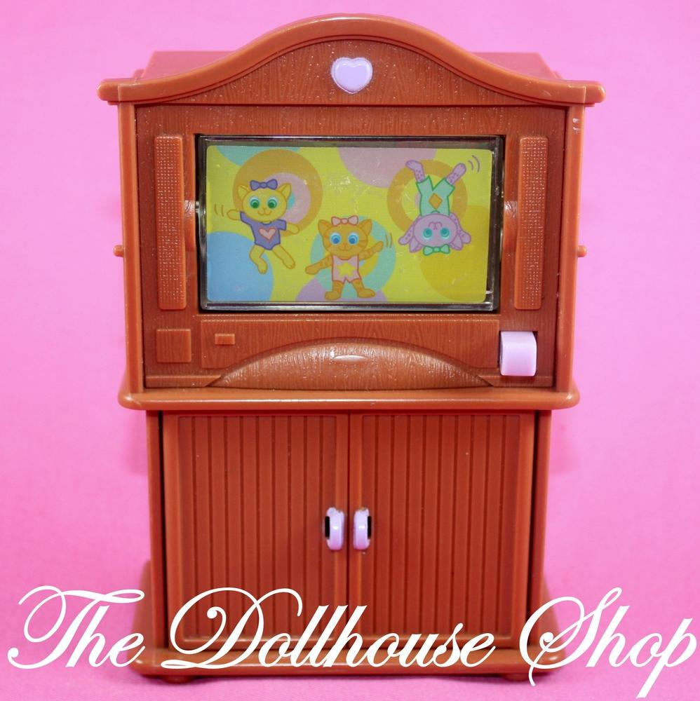 Fisher Price Loving Family Dollhouse Brown TV Television Lights Sounds Living Room-Toys & Hobbies:Preschool Toys & Pretend Play:Fisher-Price:1963-Now:Dollhouses-Fisher-Price-Brown,Dollhouse,Fisher Price,Living Room,Loving Family,Used-The Dollhouse Shop