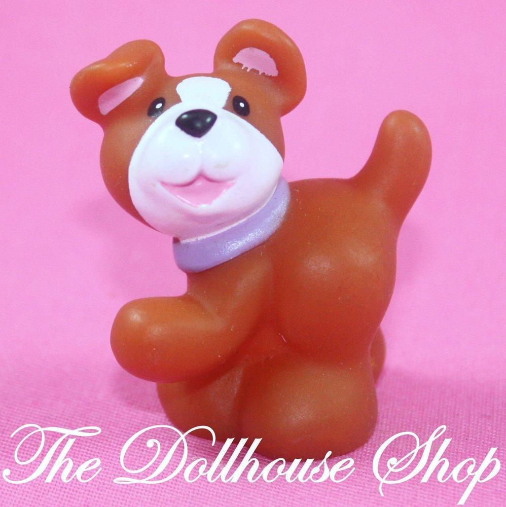 Fisher Price Loving Family Dollhouse Brown White Pet Puppy Dog-Toys & Hobbies:Preschool Toys & Pretend Play:Fisher-Price:1963-Now:Dollhouses-Fisher-Price-Animals & Pets,Brown,Dollhouse,Fisher Price,Loving Family,Used-Fisher Price Loving Family Dollhouse Brown White Puppy Dog with purple collar. Perfect for pretend play! Find it now at The Dollhouse Shop!-The Dollhouse Shop