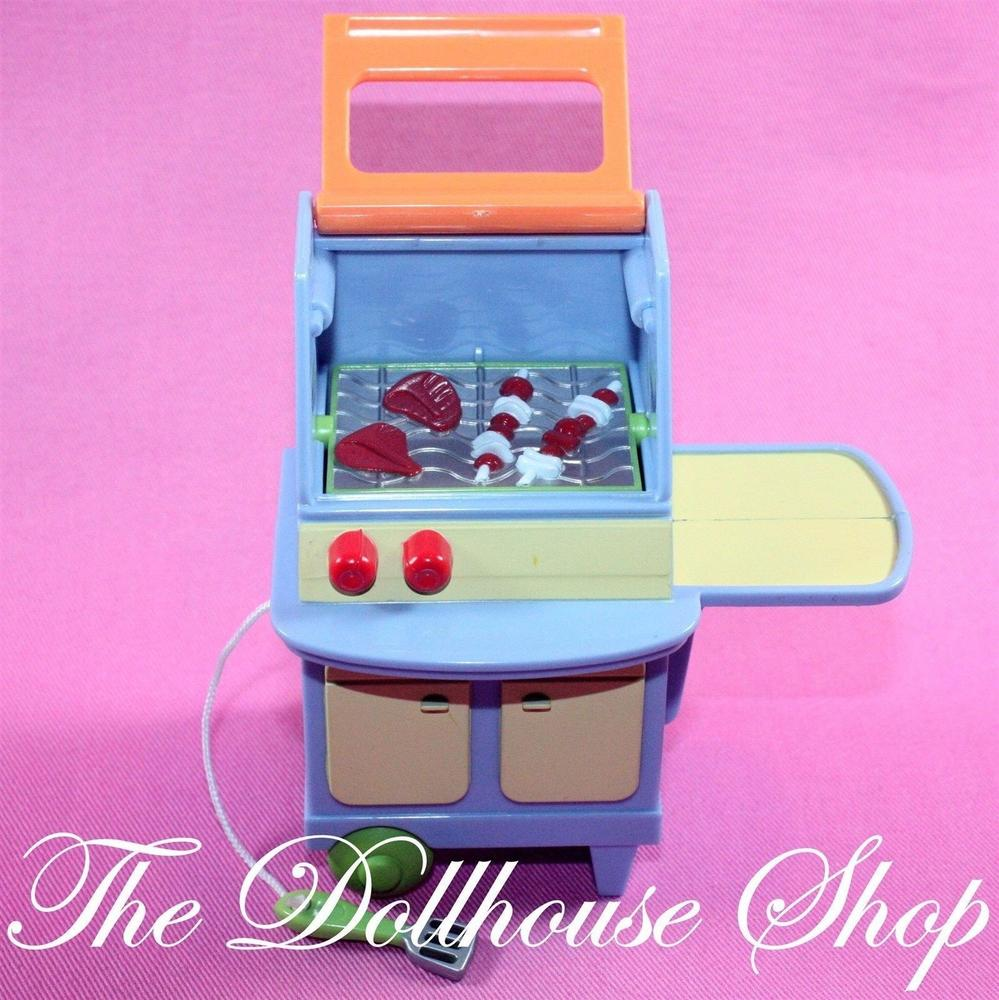 Fisher Price Loving Family Dollhouse Cabana Barbecue Grill Kitchen Food BBQ-Toys & Hobbies:Preschool Toys & Pretend Play:Fisher-Price:1963-Now:Dollhouses-Fisher-Price-Backyard Fun,Dollhouse,Fisher Price,Loving Family,Outdoor Furniture,Used-The Dollhouse Shop