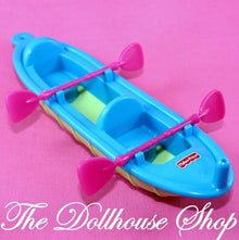 Fisher Price Loving Family Dollhouse Camping Dolls Blue Kayak Canoe Boat 2 Oars-Toys & Hobbies:Preschool Toys & Pretend Play:Fisher-Price:1963-Now:Dollhouses-Fisher-Price-Beach and Boat Sets,Camping Sets,Dollhouse,Fisher Price,Loving Family,Outdoor Furniture,Used-Fisher Price Loving Family Dollhouse blue kayak with 2 pink oars for fun camping play. Find it now at The Dollhouse Shop, perfect for creative kids!-The Dollhouse Shop