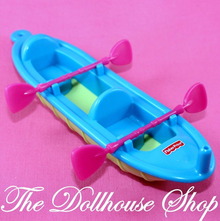 Fisher Price Loving Family Dollhouse Camping Dolls Blue Kayak Canoe Boat 2 Oars-Toys & Hobbies:Preschool Toys & Pretend Play:Fisher-Price:1963-Now:Dollhouses-Fisher-Price-Beach and Boat Sets,Camping Sets,Dollhouse,Fisher Price,Loving Family,Outdoor Furniture,Used-The Dollhouse Shop