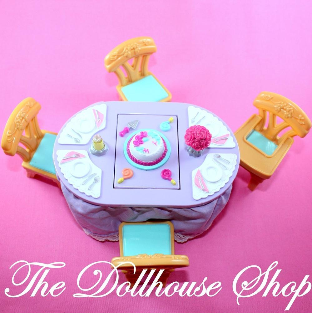 Fisher Price Loving Family Dollhouse Christmas Celebrations Dining Table Chairs-Toys & Hobbies:Preschool Toys & Pretend Play:Fisher-Price:1963-Now:Dollhouses-Fisher-Price-Chairs,Christmas,Dining Room,Dollhouse,Fisher Price,Holidays & Seasonal,Loving Family,Tables,Used-The Dollhouse Shop