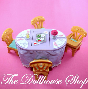 Fisher Price Loving Family Dollhouse Christmas Celebrations Dining Table Chairs-Toys & Hobbies:Preschool Toys & Pretend Play:Fisher-Price:1963-Now:Dollhouses-Fisher-Price-Chairs,Christmas,Dining Room,Dollhouse,Fisher Price,Holidays & Seasonal,Loving Family,Tables,Used-The Dollhouse Shop