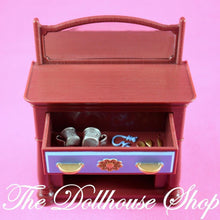 Fisher Price Loving Family Dollhouse Dining Room Brown Buffet w/ drawer mirror-Dollhouse-Fisher-Price-Dining Room,Dollhouse,Fisher Price,Kitchen,Living Room,Loving Family,Used-Fisher Price Loving Family Dollhouse brown buffet with opening drawer for fun pretend play. Find it at The Dollhouse Shop, perfect for creative kids!-The Dollhouse Shop