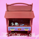 Fisher Price Loving Family Dollhouse Dining Room Brown Buffet w/ drawer mirror-Dollhouse-Fisher-Price-Dining Room,Dollhouse,Fisher Price,Kitchen,Living Room,Loving Family,Used-The Dollhouse Shop