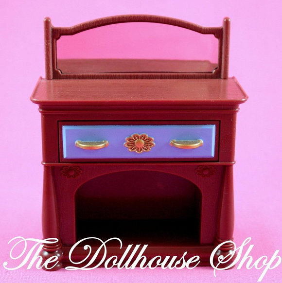Fisher Price Loving Family Dollhouse Dining Room Brown Buffet w/ drawer mirror-Dollhouse-Fisher-Price-Dining Room,Dollhouse,Fisher Price,Kitchen,Living Room,Loving Family,Used-The Dollhouse Shop