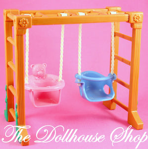 Fisher Price Loving Family Dollhouse Doll Playground Swing Set Backyard Fun-Toys & Hobbies:Preschool Toys & Pretend Play:Fisher-Price:1963-Now:Dollhouses-Fisher-Price-Backyard Fun,Dollhouse,Fisher Price,Loving Family,Outdoor Furniture,Sweet sounds,Used-The Dollhouse Shop