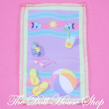 Fisher Price Loving Family Dollhouse Dolls Beach Pool Towel-Toys & Hobbies:Preschool Toys & Pretend Play:Fisher-Price:1963-Now:Dollhouses-Fisher-Price-Bathroom,Beach and Boat Sets,Dollhouse,Fisher Price,Loving Family,Swimming Pool Sets,Used,White-The Dollhouse Shop