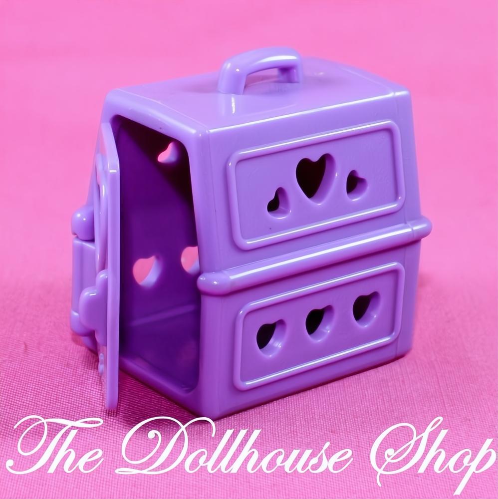 Fisher-Price Loving Family Dollhouse Grandma's Purple Pet Cat Dog Carrier Bed-The Dollhouse Shop