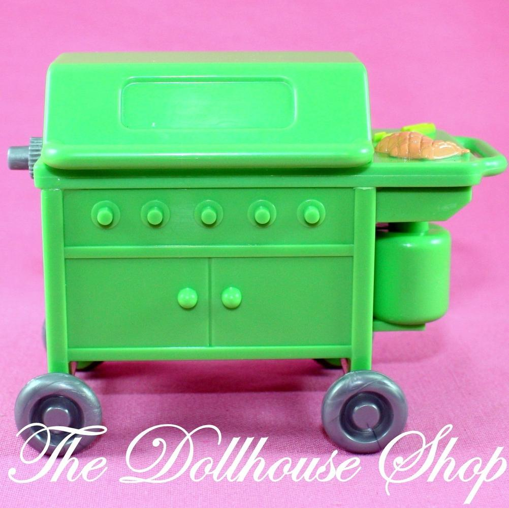 Fisher Price Loving Family Dollhouse Green Barbecue BBQ Doll Grill-Toys & Hobbies:Preschool Toys & Pretend Play:Fisher-Price:1963-Now:Dollhouses-Fisher-Price-Backyard Fun,Dollhouse,Fisher Price,Loving Family,Outdoor Furniture,Used-The Dollhouse Shop