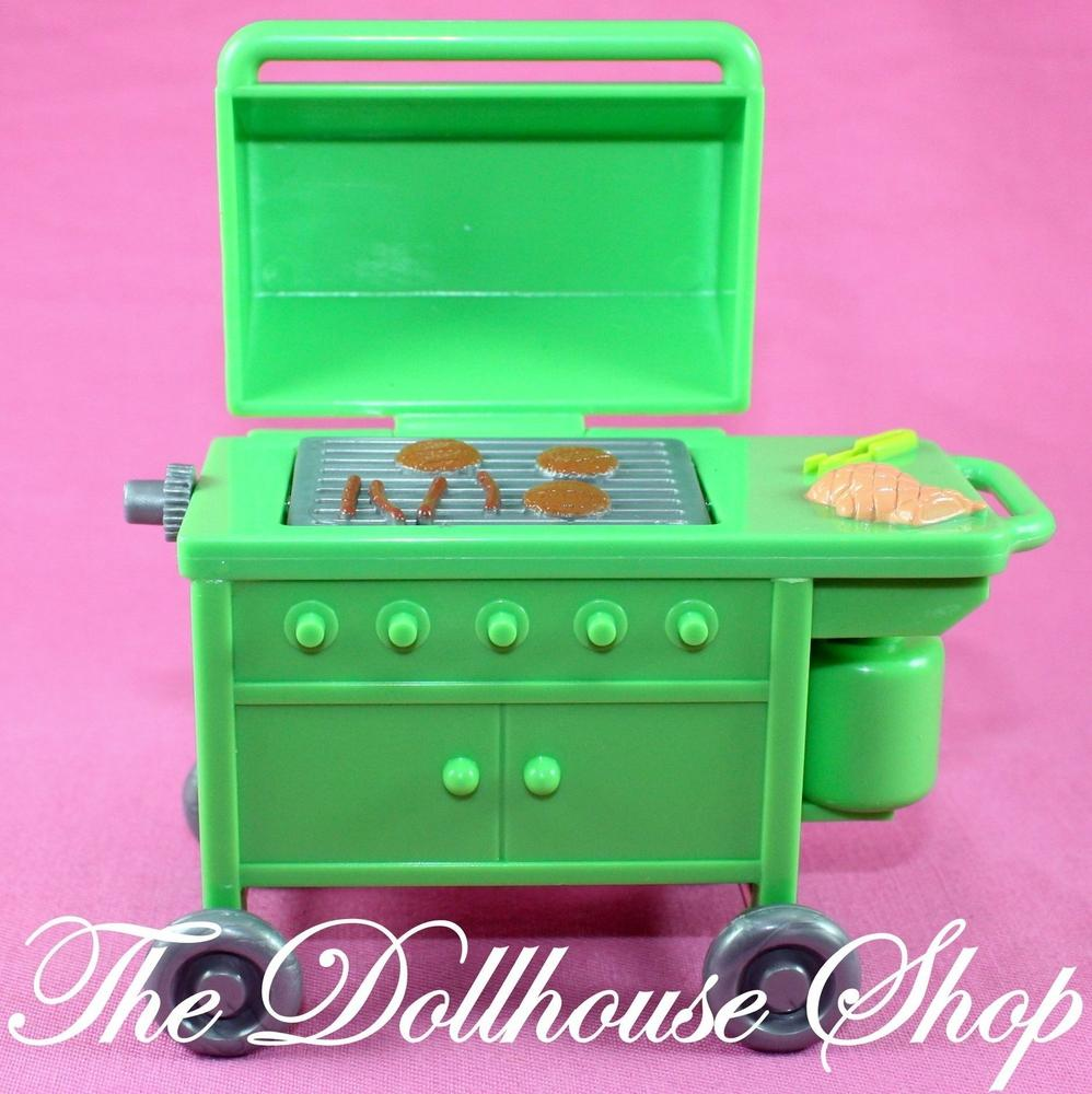 Fisher Price Loving Family Dollhouse Green Barbecue BBQ Doll Grill-Toys & Hobbies:Preschool Toys & Pretend Play:Fisher-Price:1963-Now:Dollhouses-Fisher-Price-Backyard Fun,Dollhouse,Fisher Price,Loving Family,Outdoor Furniture,Used-The Dollhouse Shop