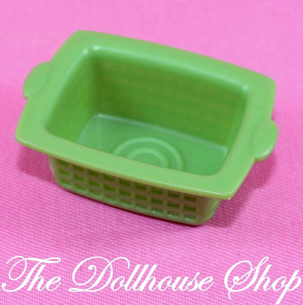 Fisher Price Loving Family Dollhouse Green Laundry Doll Washing Basket Clothes-Toys & Hobbies:Preschool Toys & Pretend Play:Fisher-Price:1963-Now:Dollhouses-Fisher-Price-Dollhouse,Fisher Price,Green,Laundry Room,Loving Family,Used-The Dollhouse Shop