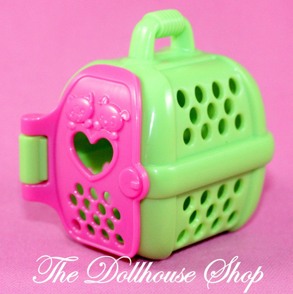 Fisher Price Loving Family Dollhouse Green Pet Carrier Cat Dog Bed-Toys & Hobbies:Preschool Toys & Pretend Play:Fisher-Price:1963-Now:Dollhouses-Fisher-Price-Animal & Pet Accessories,Dollhouse,Fisher Price,Loving Family,Used-The Dollhouse Shop