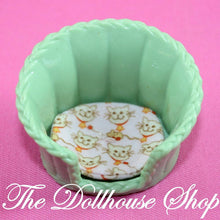 Fisher Price Loving Family Dollhouse Green Pet Dog Cat Bed-Toys & Hobbies:Preschool Toys & Pretend Play:Fisher-Price:1963-Now:Dollhouses-Fisher-Price-Animal & Pet Accessories,Dollhouse,Fisher Price,Loving Family,Used-Fisher Price Loving Family Dollhouse Green Pet Bed with cat print cushion. Perfect for dollhouse pets! Find it now at The Dollhouse Shop!-The Dollhouse Shop