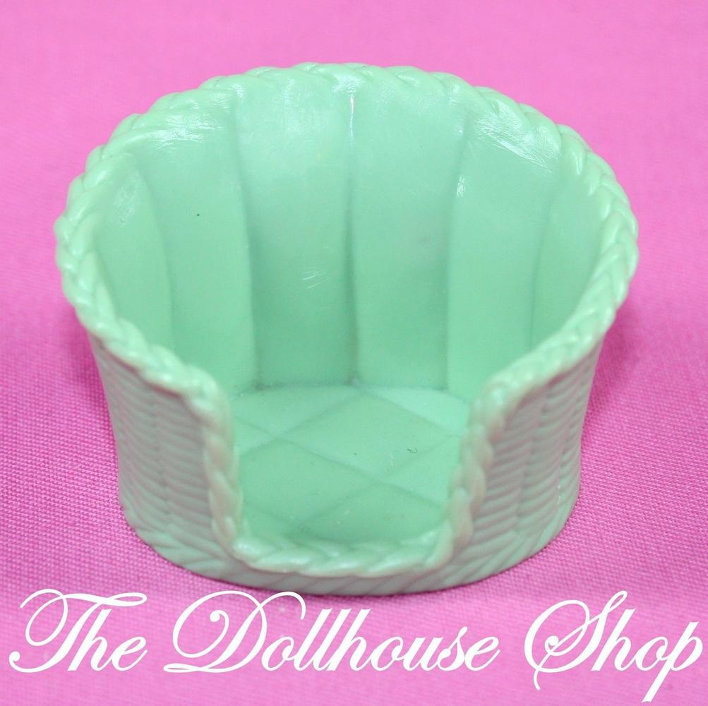 Fisher Price Loving Family Dollhouse Green Pet Puppy Dog Cat Kitten Bed-Toys & Hobbies:Preschool Toys & Pretend Play:Fisher-Price:1963-Now:Dollhouses-Fisher-Price-Animal & Pet Accessories,Dollhouse,Fisher Price,Loving Family,Used-The Dollhouse Shop