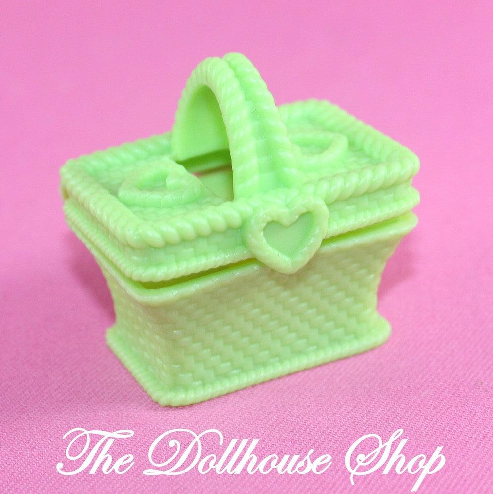 Fisher Price Loving Family Dollhouse Green Picnic Food Basket for convertible-Toys & Hobbies:Preschool Toys & Pretend Play:Fisher-Price:1963-Now:Dollhouses-Fisher-Price-Dollhouse,Fisher Price,Food Accessories,Kitchen,Loving Family,Used-Fisher Price Loving Family Dollhouse Green Picnic Basket with grapes and cheese. Perfect for dollhouses. Shop now at The Dollhouse Shop!-The Dollhouse Shop