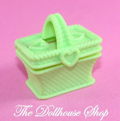 Fisher Price Loving Family Dollhouse Green Picnic Food Basket for convertible-Toys & Hobbies:Preschool Toys & Pretend Play:Fisher-Price:1963-Now:Dollhouses-Fisher-Price-Dollhouse,Fisher Price,Food Accessories,Kitchen,Loving Family,Used-Fisher Price Loving Family Dollhouse Green Picnic Basket with grapes and cheese. Perfect for dollhouses. Shop now at The Dollhouse Shop!-The Dollhouse Shop