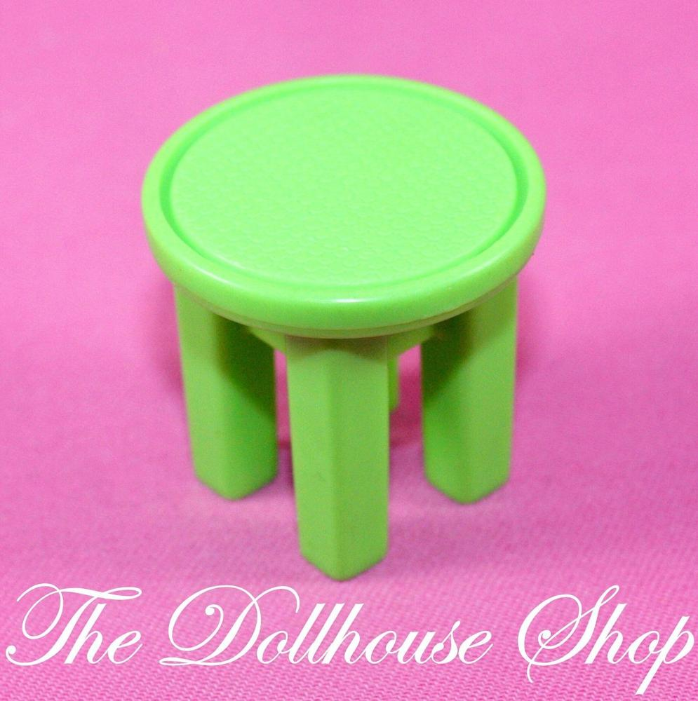 Fisher Price Loving Family Dollhouse Green Playroom Desk Stool Camping Seat-Toys & Hobbies:Preschool Toys & Pretend Play:Fisher-Price:1963-Now:Dollhouses-Fisher-Price-Bedroom,Dollhouse,Fisher Price,Green,Kids Bedroom,Loving Family,Office,Playroom,Used-The Dollhouse Shop