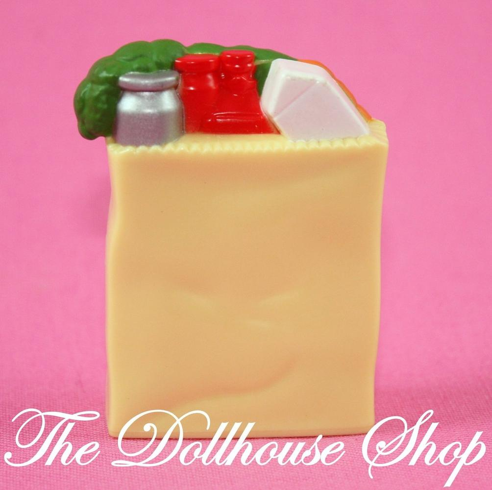 Fisher Price Loving Family Dollhouse Groceries Grocery Bag Doll Kitchen Food-Toys & Hobbies:Preschool Toys & Pretend Play:Fisher-Price:1963-Now:Dollhouses-Fisher-Price-Dining Room,Dollhouse,Fisher Price,Food Accessories,Kitchen,Loving Family,Used-The Dollhouse Shop