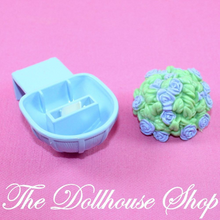 Fisher Price Loving Family Dollhouse Hanging Basket Plant Garden Blue Flowers-Toys & Hobbies:Preschool Toys & Pretend Play:Fisher-Price:1963-Now:Dollhouses-Fisher-Price-Dollhouse,Fisher Price,Loving Family,Plants and Vases,Replacement Parts,Used-The Dollhouse Shop