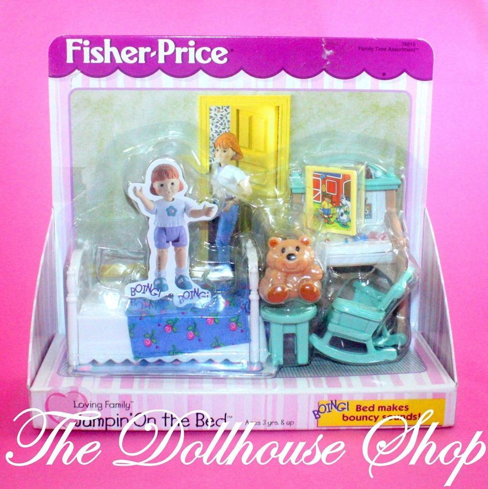 Fisher Price Loving Family Dollhouse Jumping on the Bed Kids Bedroom-Toys & Hobbies:Preschool Toys & Pretend Play:Fisher-Price:1963-Now:Dollhouses-Fisher-Price-Bedroom,Dollhouse,Fisher Price,Kids Bedroom,Loving Family,New,New Boxed Sets,Nursery Room-The Dollhouse Shop