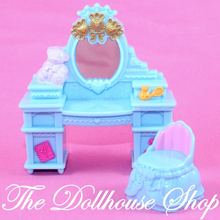 Fisher Price Loving Family Dollhouse Kids Bedroom Blue Vanity Dresser Stool-Toys & Hobbies:Preschool Toys & Pretend Play:Fisher-Price:1963-Now:Dollhouses-Fisher-Price-Bedroom,Dollhouse,Dream Dollhouse,Fisher Price,Kids Bedroom,Loving Family,Pink,Used,White-The Dollhouse Shop