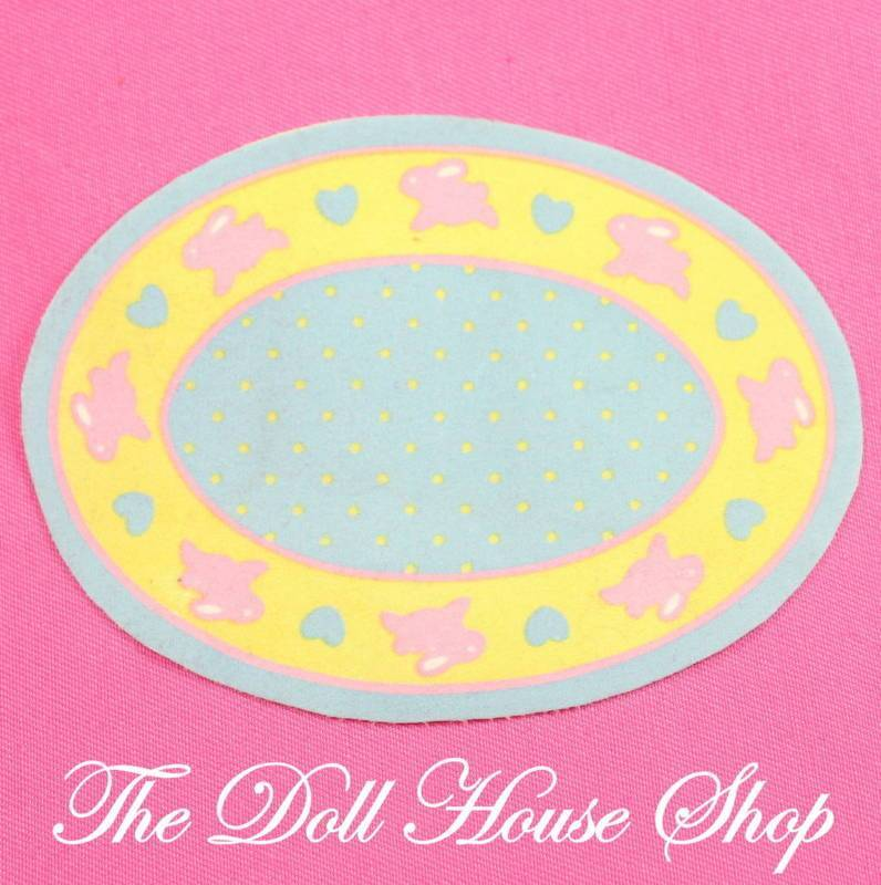 Fisher Price Loving Family Dollhouse Kids Bedroom Nursery Oval Floor Rug-toy-Fisher-Price-Blankets & Rugs,Dollhouse,Fisher Price,Kids Bedroom,Loving Family,Nursery Room,Playroom,Used-The Dollhouse Shop