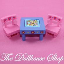 Fisher Price Loving Family Dollhouse Kids Blue Flip Table Pink Chairs Nursery-Toys & Hobbies:Preschool Toys & Pretend Play:Fisher-Price:1963-Now:Dollhouses-Fisher-Price-Bedroom,Dollhouse,Fisher Price,Kids Bedroom,Loving Family,Nursery Room,Used-Fisher Price Loving Family Dollhouse Flip Table with pink chairs for nursery fun. Perfect for playtime! Shop now at The Dollhouse Shop for joy!-The Dollhouse Shop