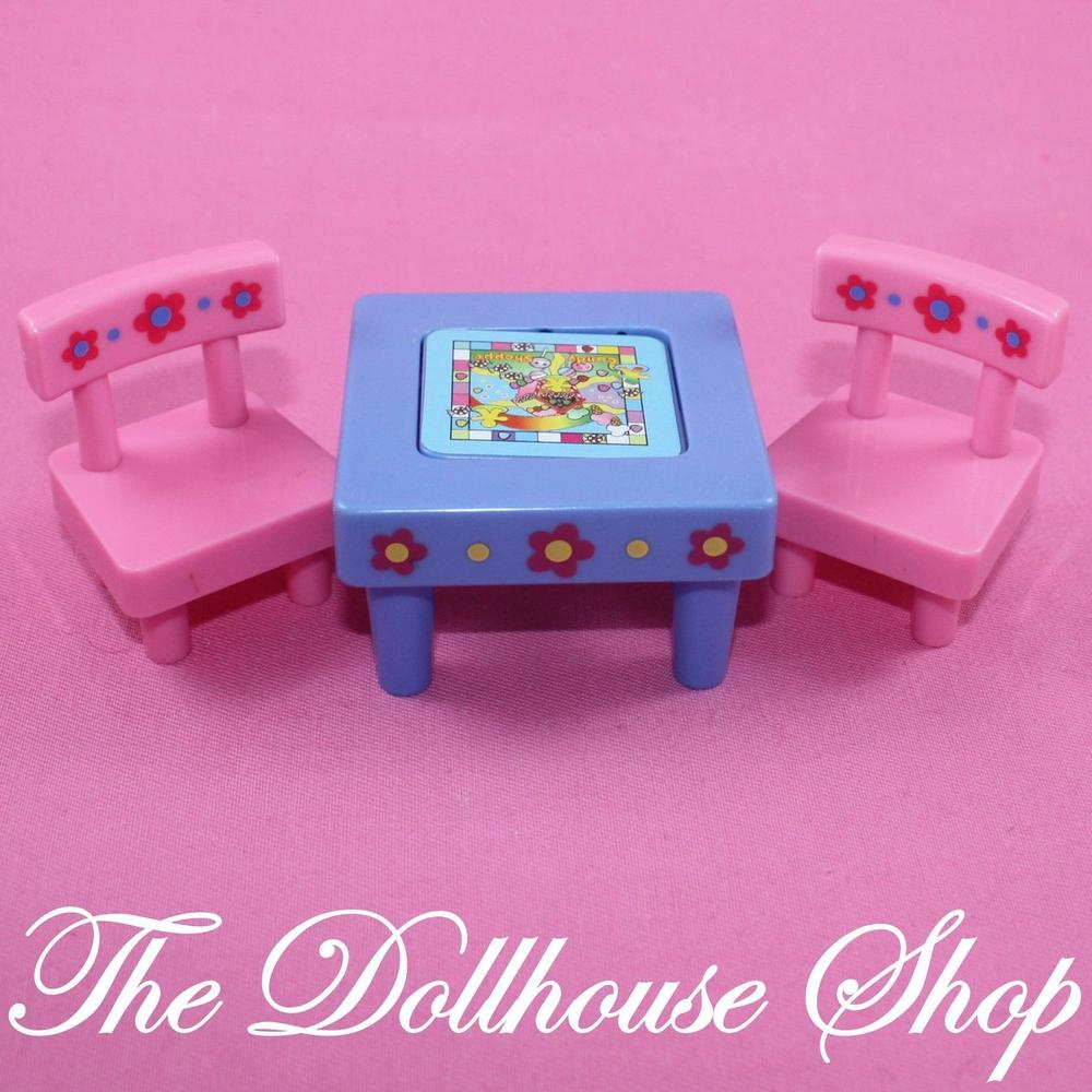 Fisher Price Loving Family Dollhouse Kids Blue Flip Table Pink Chairs Nursery-Toys & Hobbies:Preschool Toys & Pretend Play:Fisher-Price:1963-Now:Dollhouses-Fisher-Price-Dollhouse,Fisher Price,Kids Bedroom,Loving Family,Nursery Room,Playroom,Used-The Dollhouse Shop
