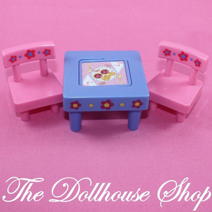Fisher Price Loving Family Dollhouse Kids Blue Flip Table Pink Chairs Nursery-Toys & Hobbies:Preschool Toys & Pretend Play:Fisher-Price:1963-Now:Dollhouses-Fisher-Price-Dollhouse,Fisher Price,Kids Bedroom,Loving Family,Nursery Room,Playroom,Used-The Dollhouse Shop