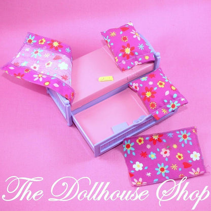Fisher Price Loving Family Dollhouse Kids Trundle Bed Pink Purple Bedroom-Toys & Hobbies:Preschool Toys & Pretend Play:Fisher-Price:1963-Now:Dollhouses-Fisher-Price-Bedroom,Dollhouse,Fisher Price,Kids Bedroom,Loving Family,Purple,Used-Fisher Price Loving Family Dollhouse twin purple trundle bed with pillows and blankets. Perfect for kids’ playtime at The Dollhouse Shop!-The Dollhouse Shop