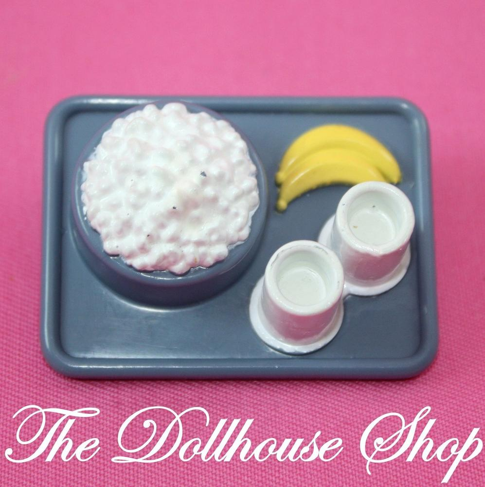 Fisher Price Loving Family Dollhouse Kitchen Blue Popcorn Banana Food Tray-Toys & Hobbies:Preschool Toys & Pretend Play:Fisher-Price:1963-Now:Dollhouses-Fisher-Price-Blue,Dollhouse,Dream Dollhouse,Fisher Price,Food Accessories,Kitchen,Loving Family,Used-The Dollhouse Shop