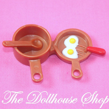 Fisher Price Loving Family Dollhouse Kitchen Food Eggs Frying Pan Skillet-Toys & Hobbies:Preschool Toys & Pretend Play:Fisher-Price:1963-Now:Dollhouses-Fisher-Price-Brown,Dollhouse,Dream Dollhouse,Fisher Price,Grand Mansion,Kitchen,Loving Family,Twin Time,Used-The Dollhouse Shop