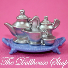 Fisher Price Loving Family Dollhouse Kitchen Tea Coffee Pot Set Blue Food Tray-Toys & Hobbies:Preschool Toys & Pretend Play:Fisher-Price:1963-Now:Dollhouses-Fisher-Price-Dollhouse,Fisher Price,Food Accessories,Kitchen,Loving Family,Used-The Dollhouse Shop