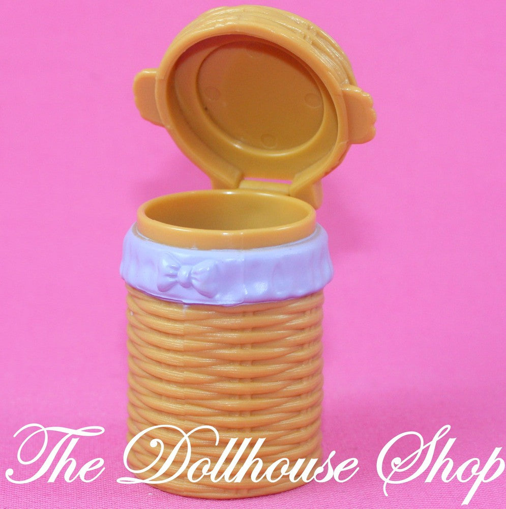 Fisher Price Loving Family Dollhouse Laundry Clothes Basket Hamper-Toys & Hobbies:Preschool Toys & Pretend Play:Fisher-Price:1963-Now:Dollhouses-Fisher-Price-Brown,Dollhouse,Fisher Price,Laundry Room,Loving Family,Used-The Dollhouse Shop