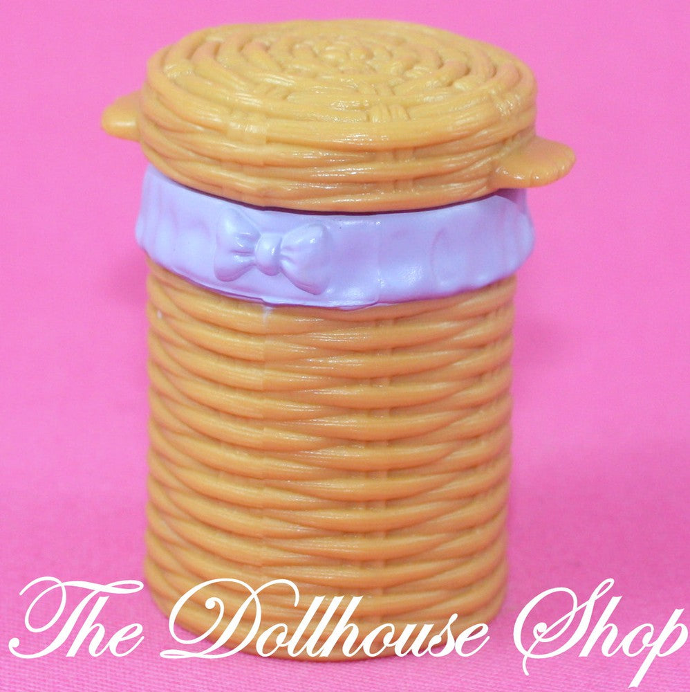 Fisher Price Loving Family Dollhouse Laundry Clothes Basket Hamper-Toys & Hobbies:Preschool Toys & Pretend Play:Fisher-Price:1963-Now:Dollhouses-Fisher-Price-Brown,Dollhouse,Fisher Price,Laundry Room,Loving Family,Used-The Dollhouse Shop