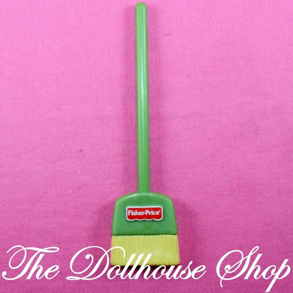 Fisher Price Loving Family Dollhouse Laundry Room Green Doll Straw Broom Kitchen-Toys & Hobbies:Preschool Toys & Pretend Play:Fisher-Price:1963-Now:Dollhouses-Fisher-Price-Dollhouse,Fisher Price,Green,Kitchen,Laundry Room,Loving Family,Used-The Dollhouse Shop