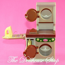 Fisher Price Loving Family Dollhouse Laundry Washer Dryer Iron Ironing Board Tan-Toys & Hobbies:Preschool Toys & Pretend Play:Fisher-Price:1963-Now:Dollhouses-Fisher-Price-Dollhouse,Fisher Price,Laundry Room,Loving Family,Used-The Dollhouse Shop