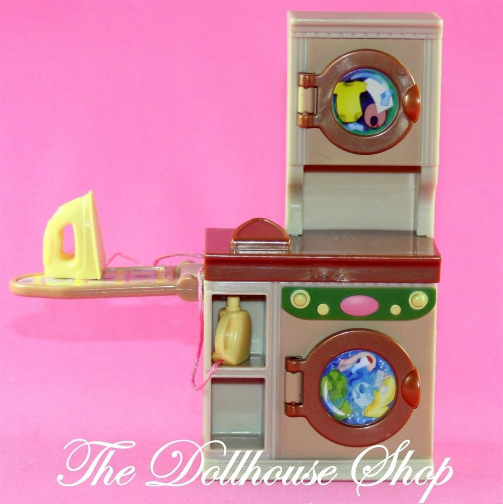 Fisher Price Loving Family Dollhouse Laundry Washer Dryer Iron Ironing Board Tan-Toys & Hobbies:Preschool Toys & Pretend Play:Fisher-Price:1963-Now:Dollhouses-Fisher-Price-Dollhouse,Fisher Price,Laundry Room,Loving Family,Used-The Dollhouse Shop